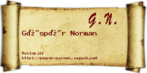 Gáspár Norman névjegykártya