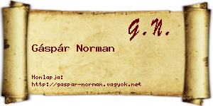 Gáspár Norman névjegykártya